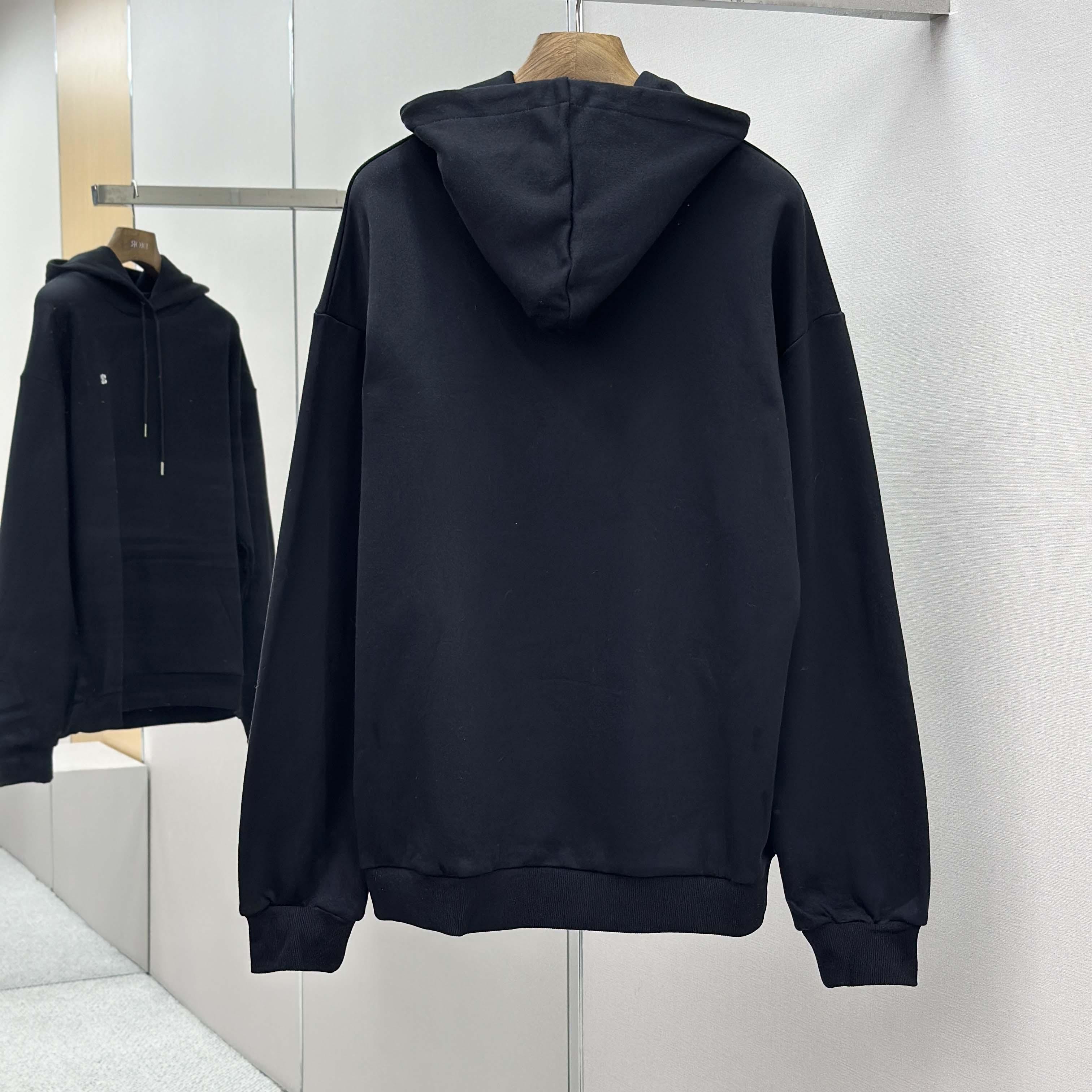 Celine Triomphe Loose Hoodie In Cashmere Cotton - FashionPlug