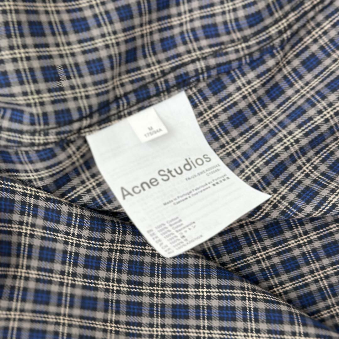 Acne Studios Gray Checked Flannel Shirt - FashionPlug