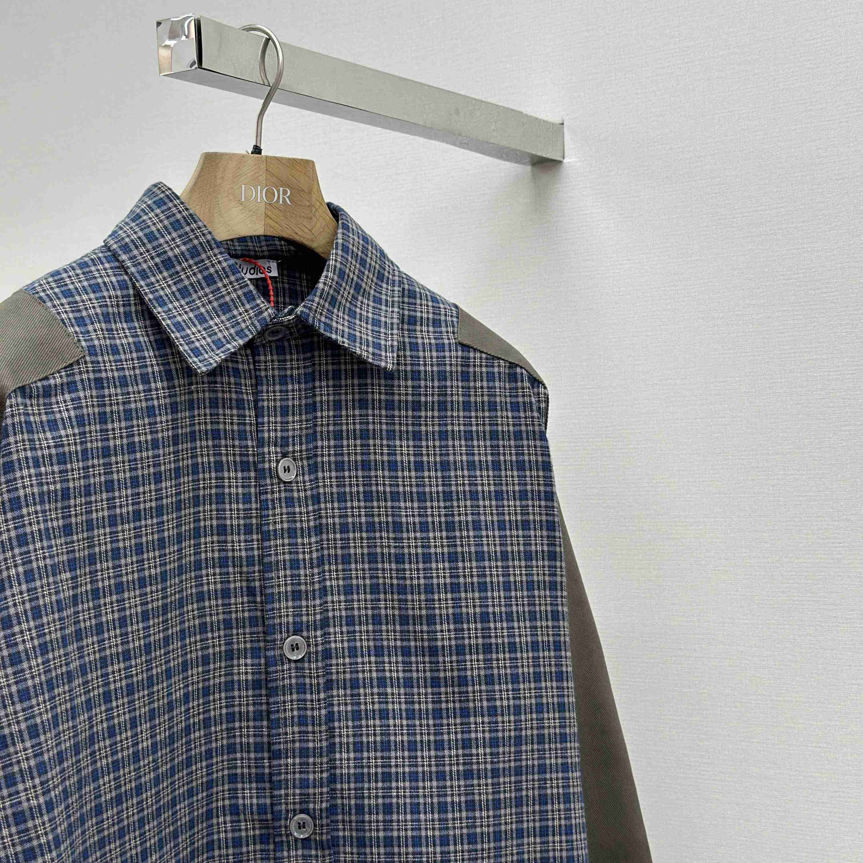 Acne Studios Gray Checked Flannel Shirt - FashionPlug