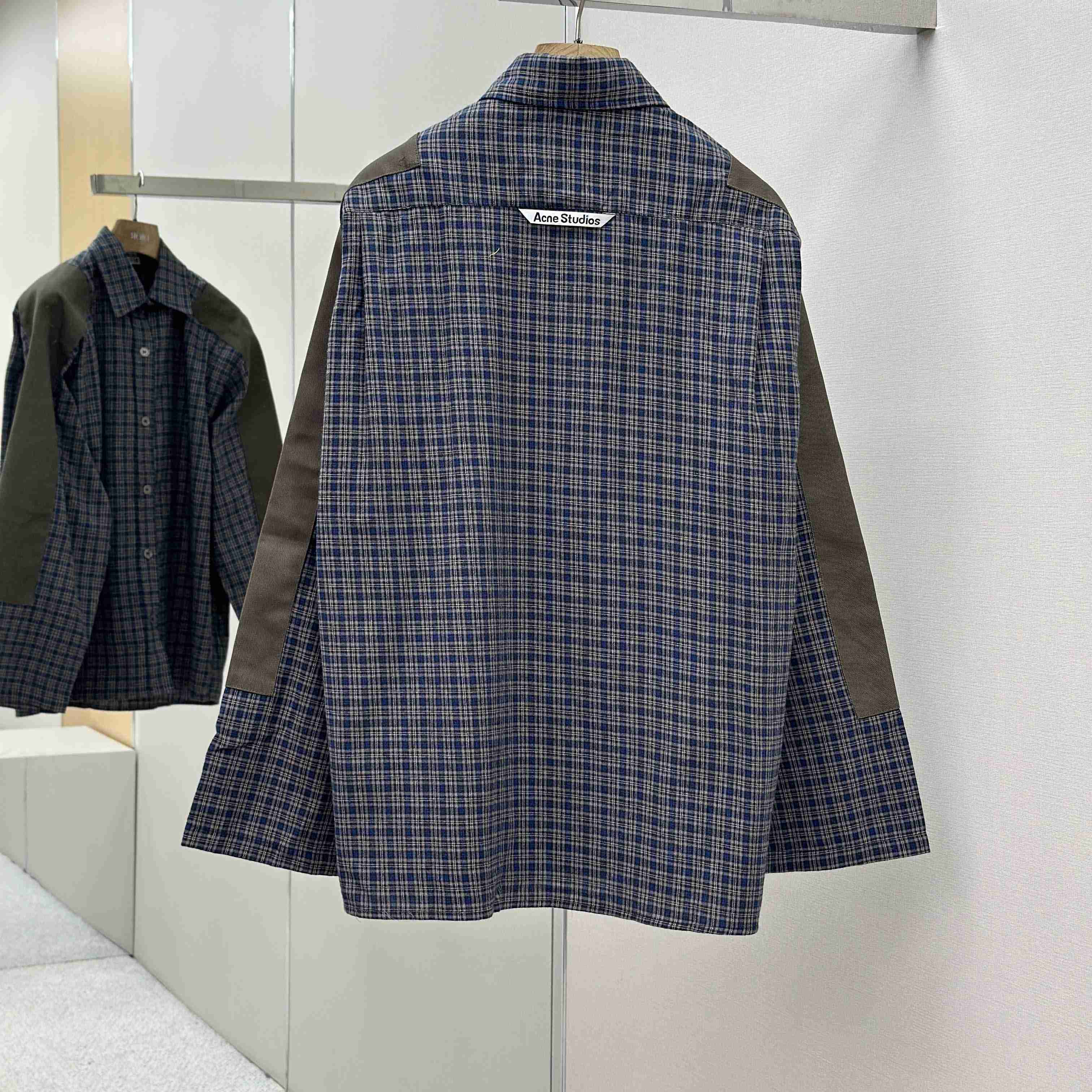 Acne Studios Gray Checked Flannel Shirt - FashionPlug
