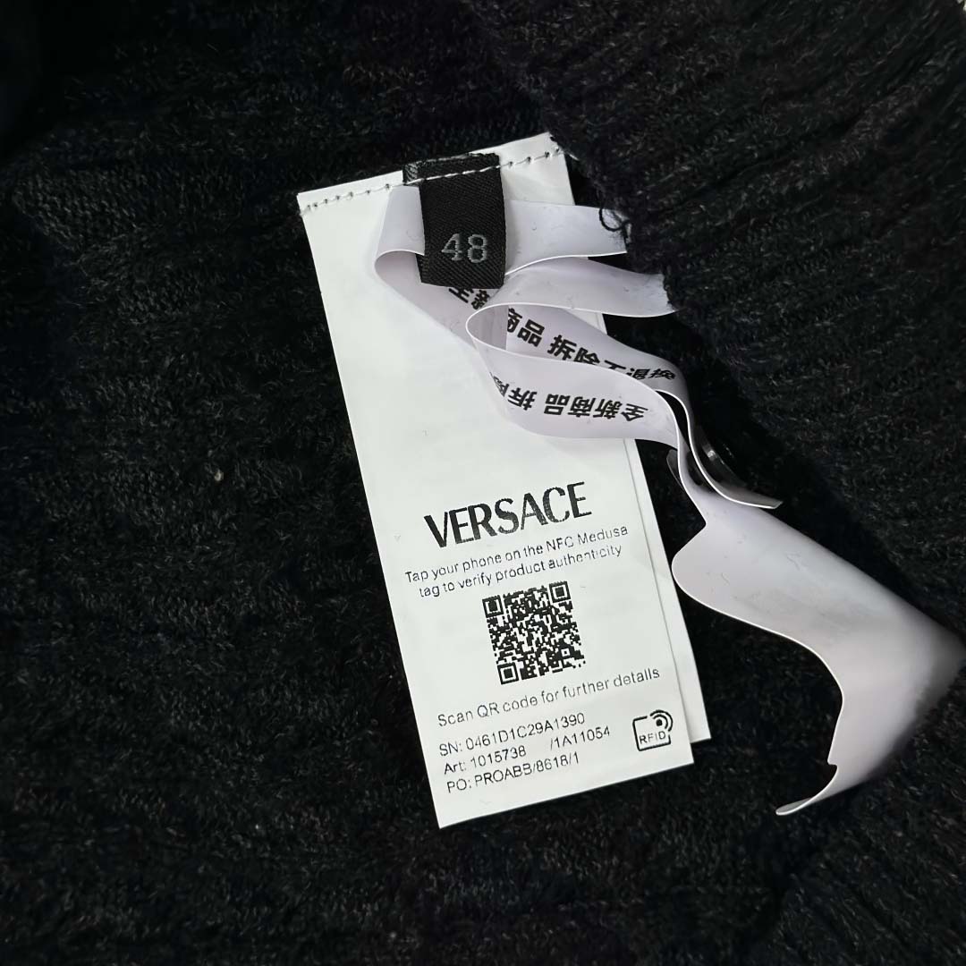 Versace Medusa Jacquard Zip Knit Sweater  - FashionPlug