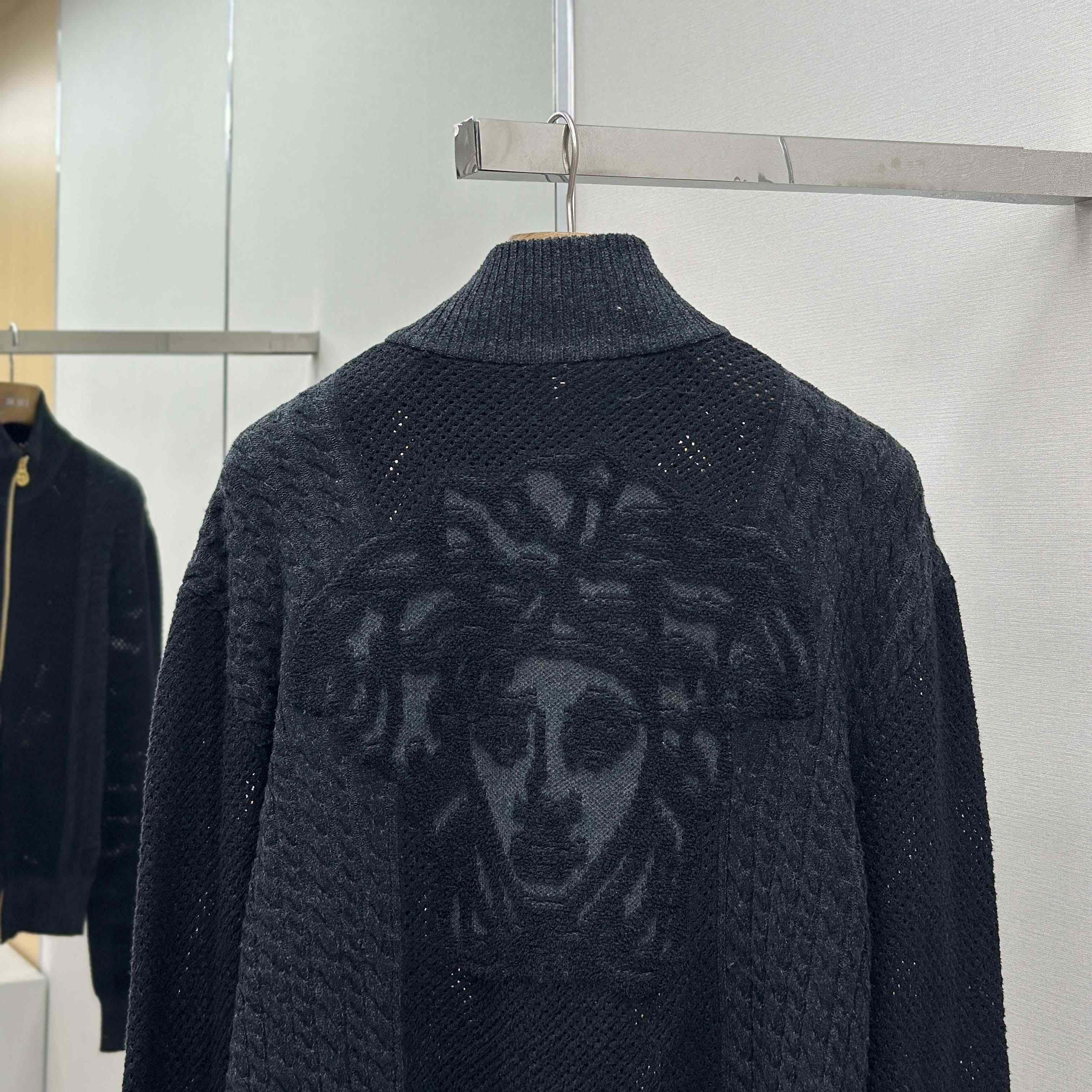 Versace Medusa Jacquard Zip Knit Sweater  - FashionPlug