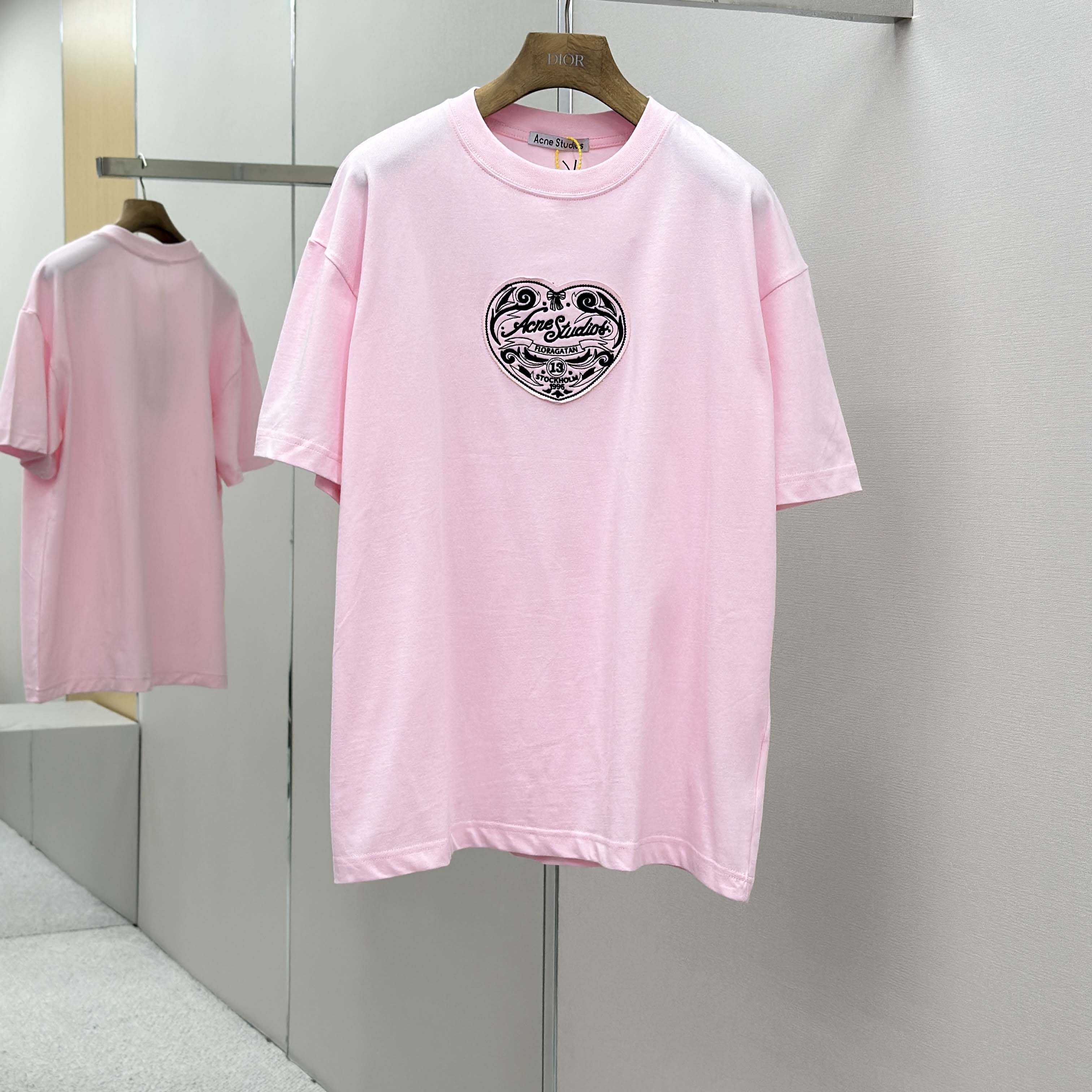 Acne Studios Logo T-shirt - Baby pink - FashionPlug