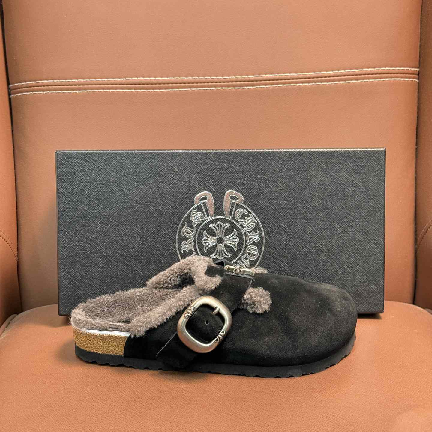 Chrome Hearts Birkenstock Boston Suede Sandals  - FashionPlug
