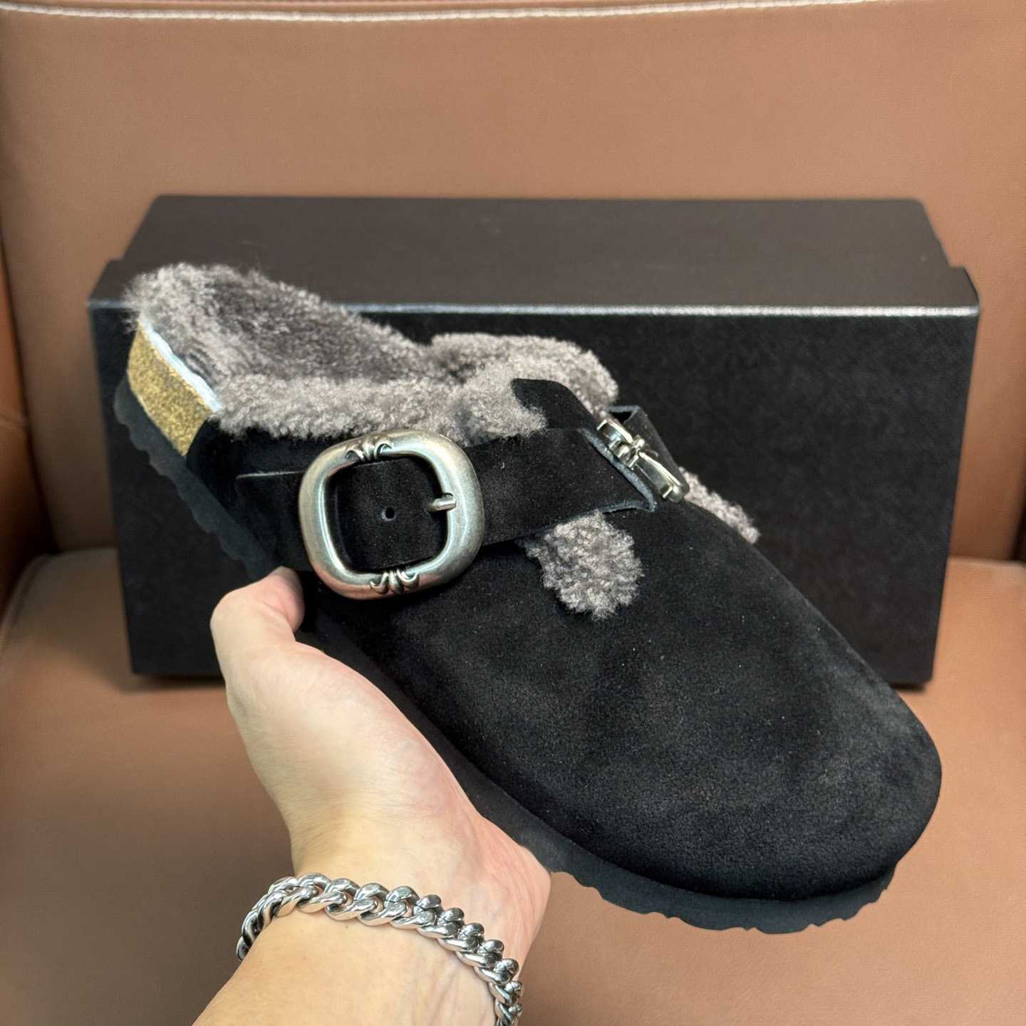 Chrome Hearts Birkenstock Boston Suede Sandals  - FashionPlug