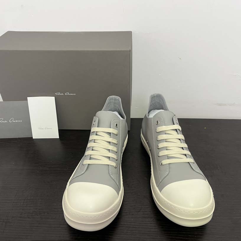 Rick Owens Lace-up Leather Sneakers  - FashionPlug