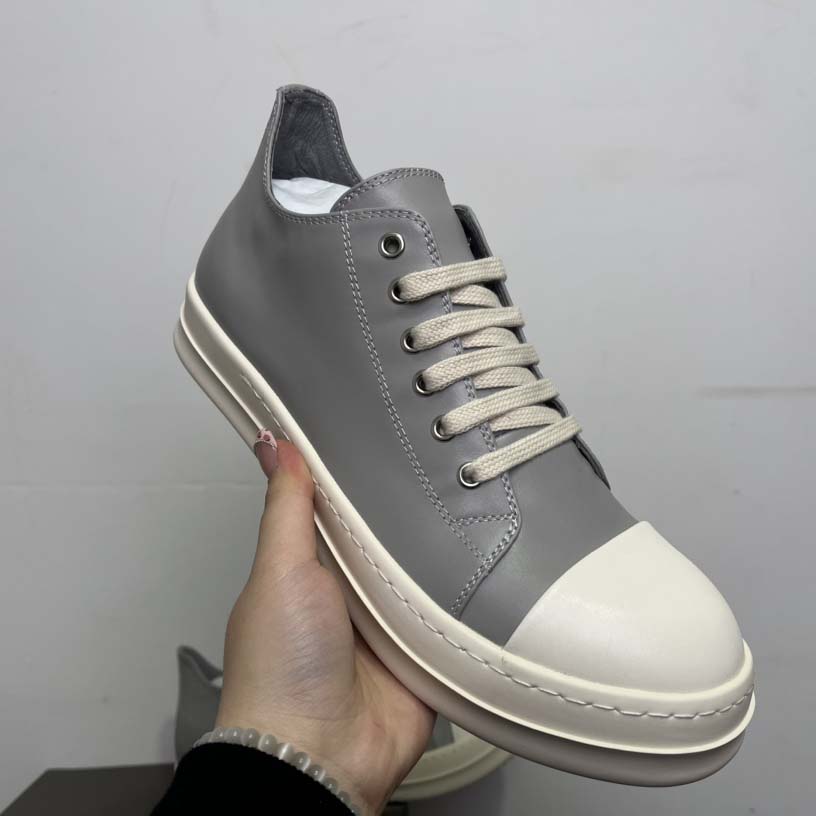 Rick Owens Lace-up Leather Sneakers  - FashionPlug
