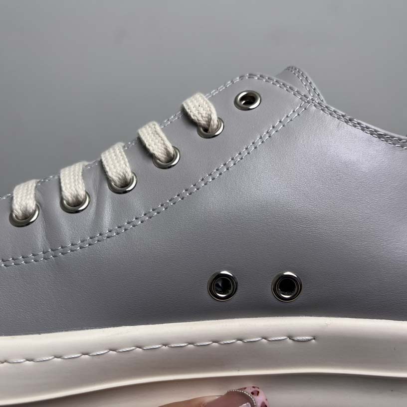 Rick Owens Lace-up Leather Sneakers  - FashionPlug