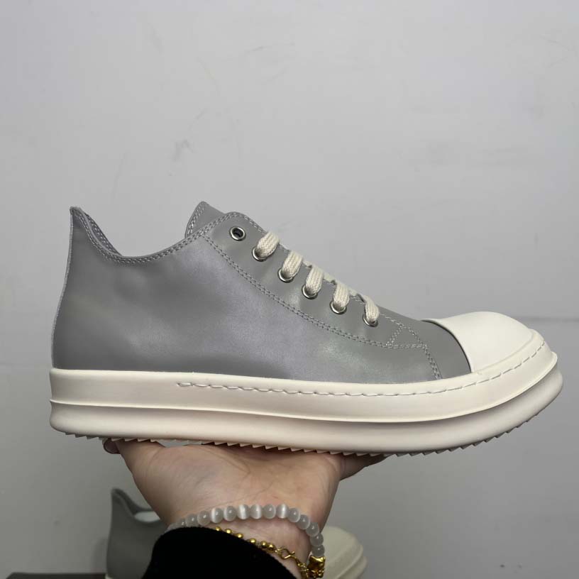 Rick Owens Lace-up Leather Sneakers  - FashionPlug