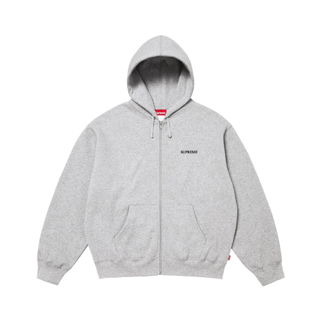 Supreme Idgaf Zip Up Hooded Sweatshirt 'Heather Grey' - FashionPlug