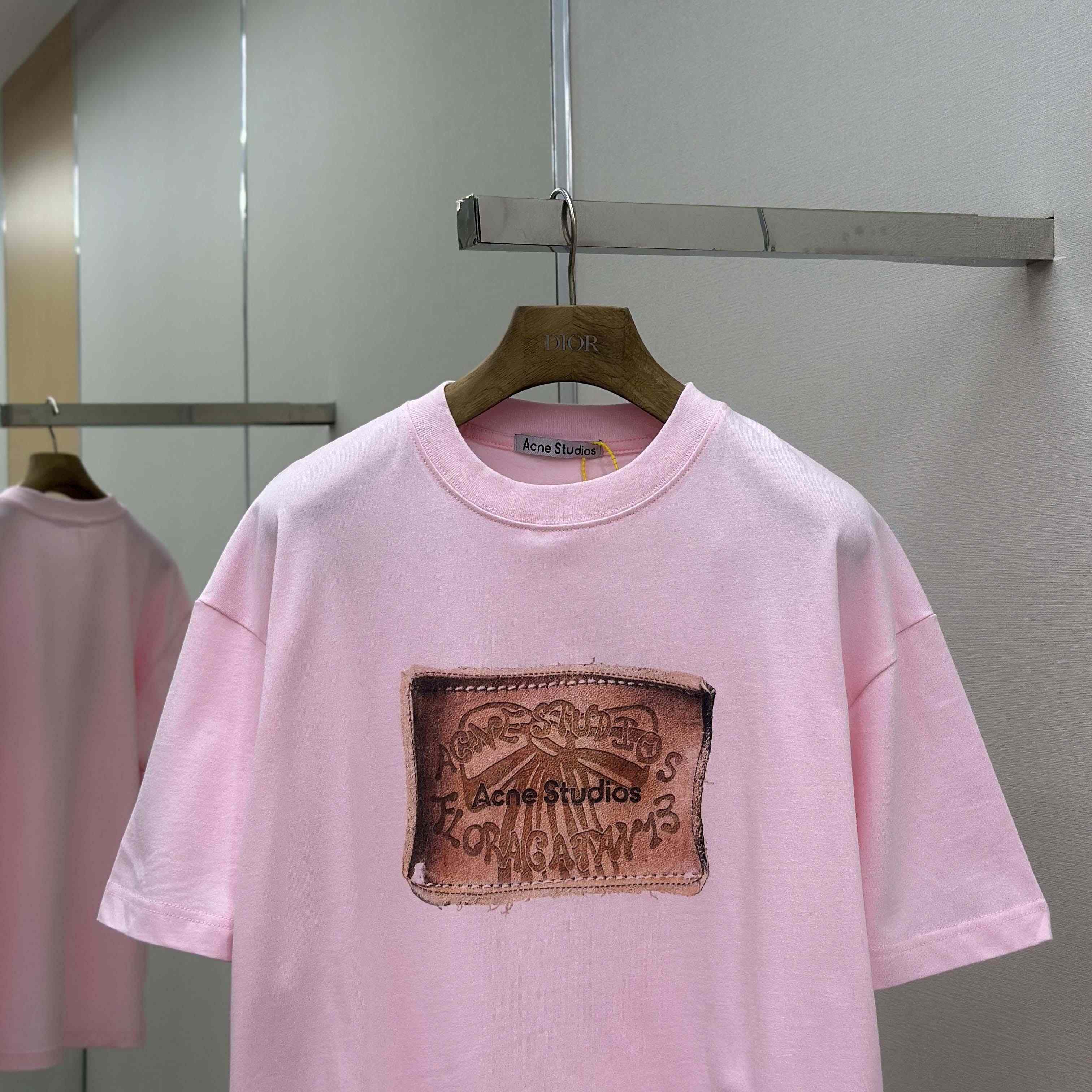 Acne Studios Logo T-shirt-Baby pink - FashionPlug