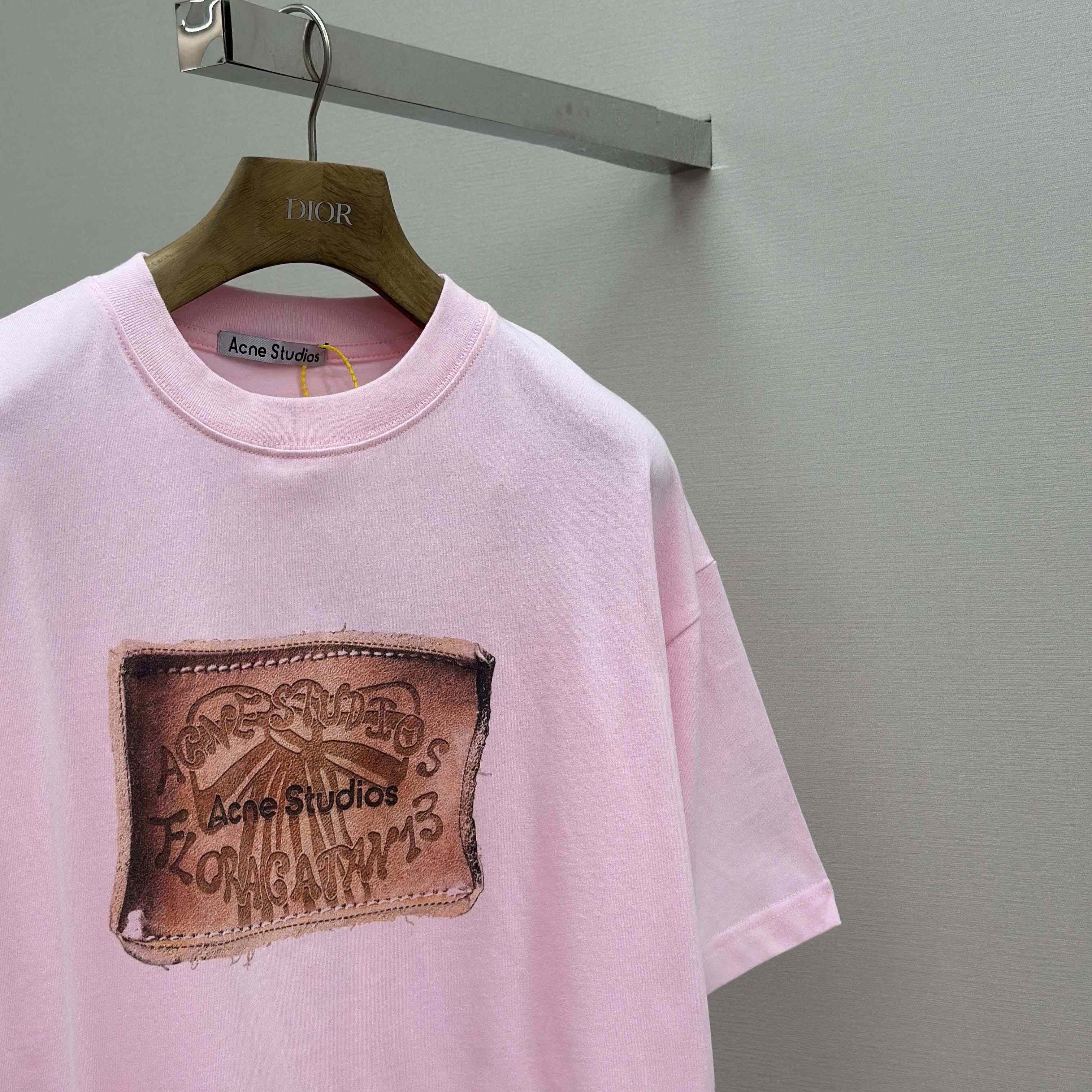 Acne Studios Logo T-shirt-Baby pink - FashionPlug