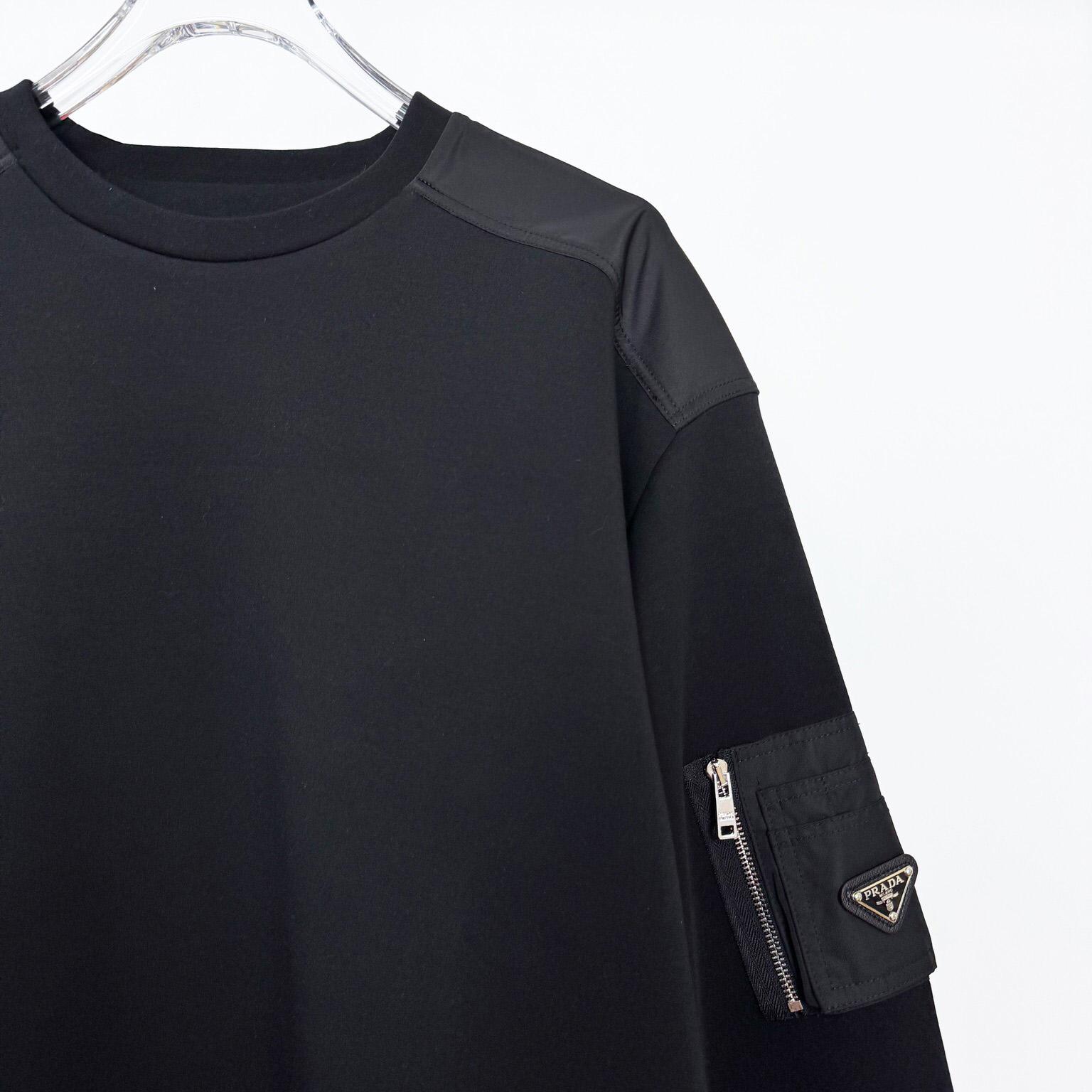 Prada Cotton Fleece And Re-Nylon Sweatshirt - FashionPlug
