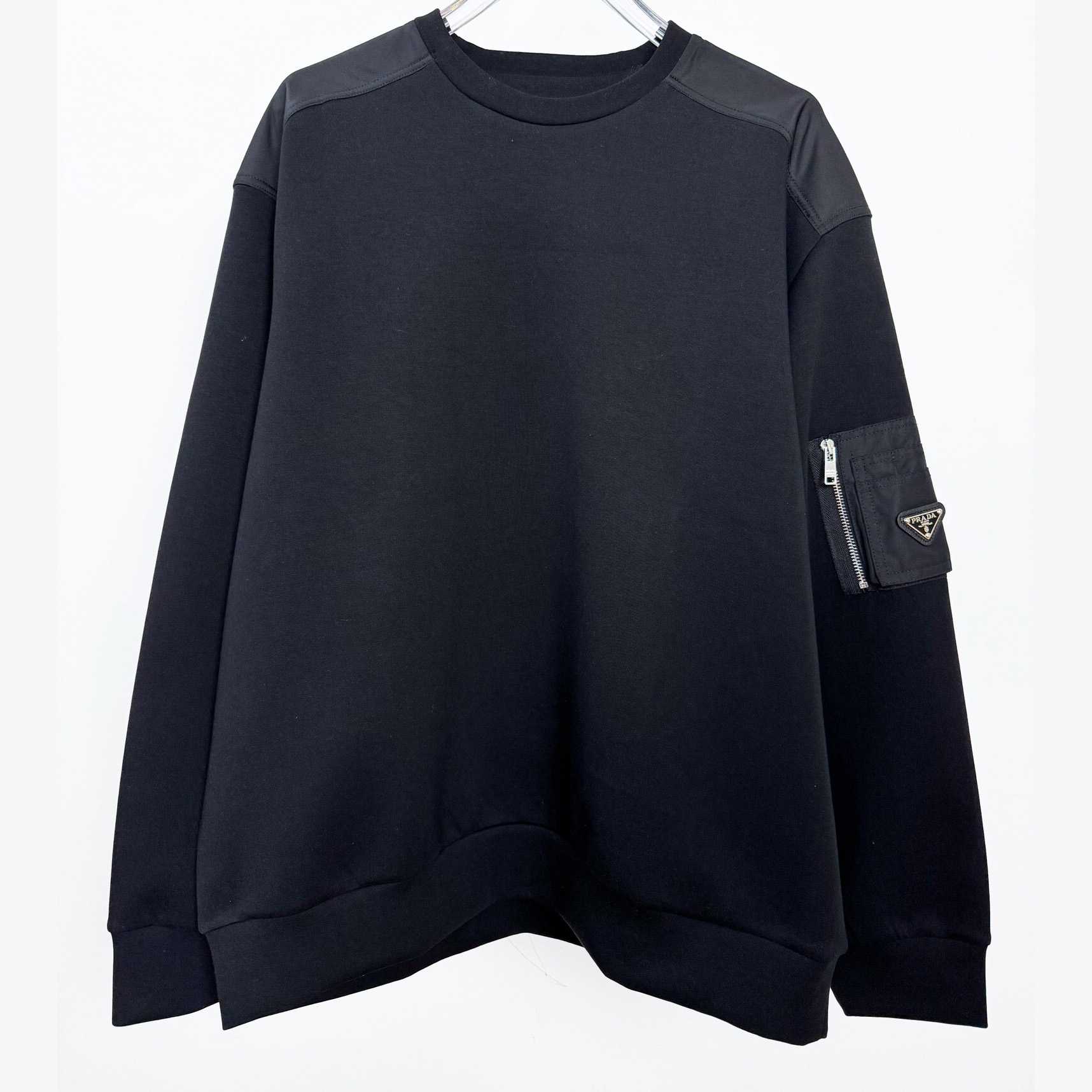 Prada Cotton Fleece And Re-Nylon Sweatshirt - FashionPlug