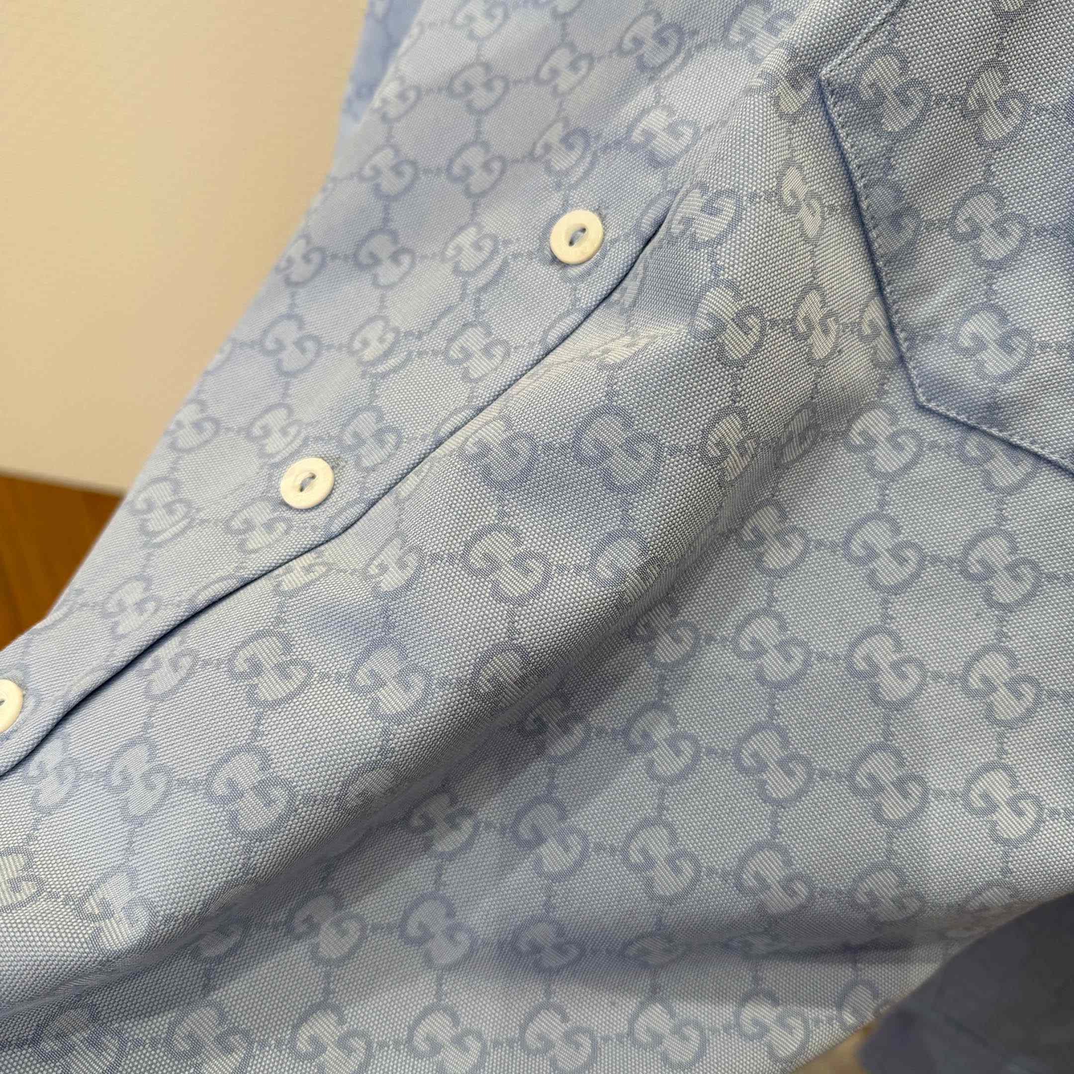 Gucci GG Oxford Cotton Shirt With Embroidery - FashionPlug