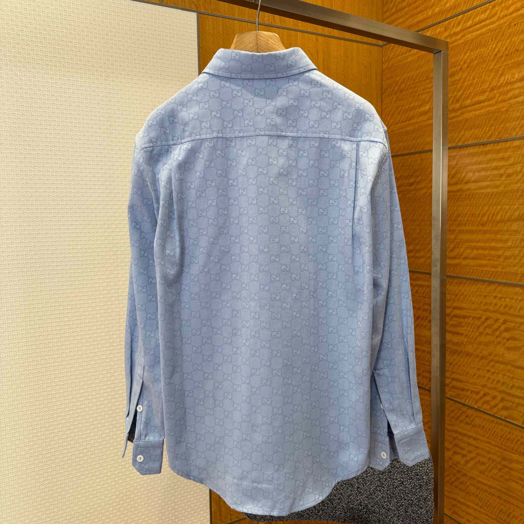 Gucci GG Oxford Cotton Shirt With Embroidery - FashionPlug