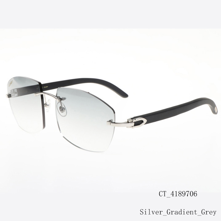 Cartier CT 4189706 Black Wood Sunglasses In Silver Gradient Grey - FashionPlug