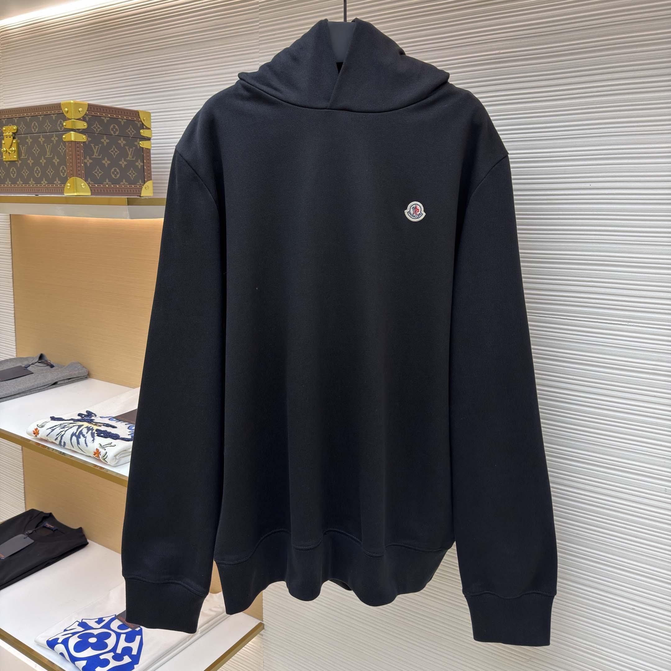 Moncler Logo Patch Cotton Hoodie - FashionPlug