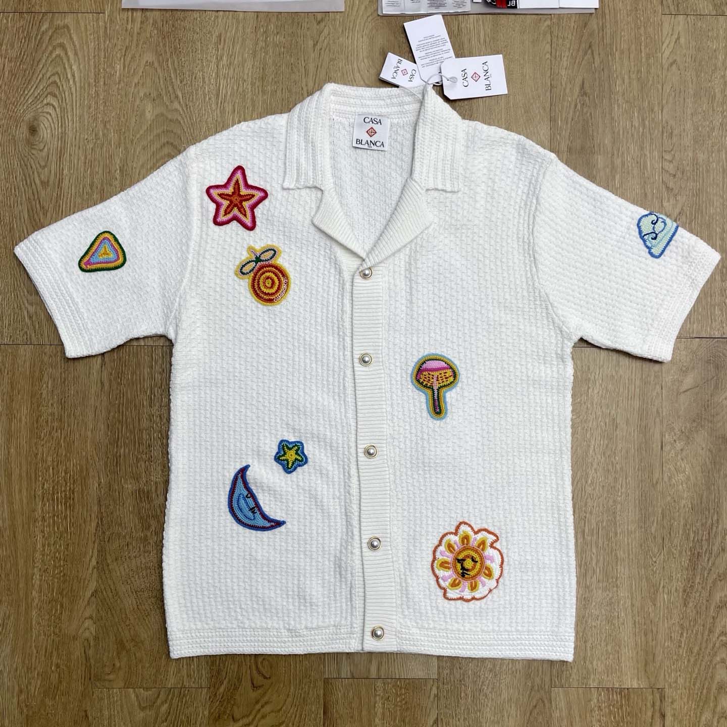 Casablanca Patch-detailing Crochet Shirt   Z6031 - FashionPlug