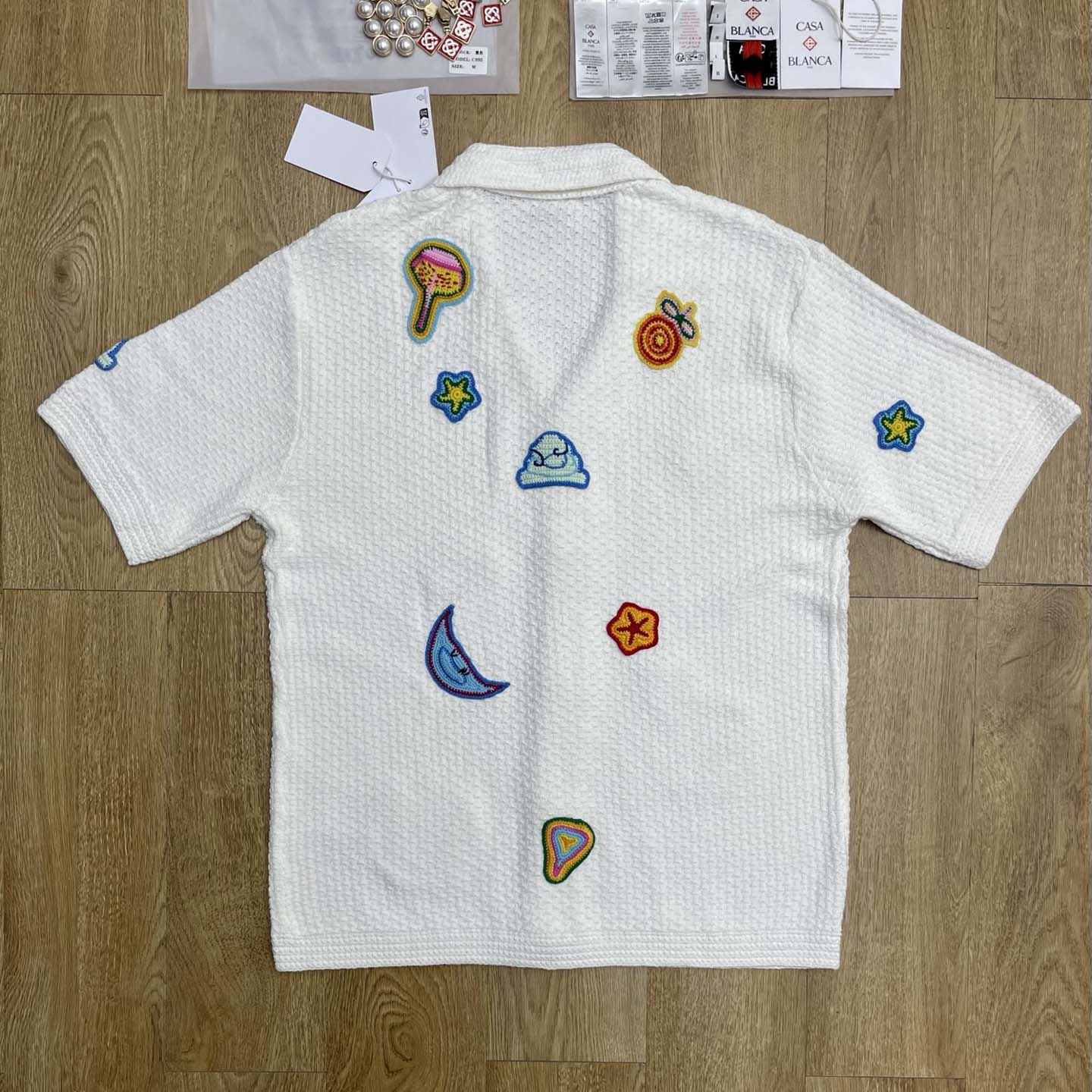 Casablanca Patch-detailing Crochet Shirt   Z6031 - FashionPlug