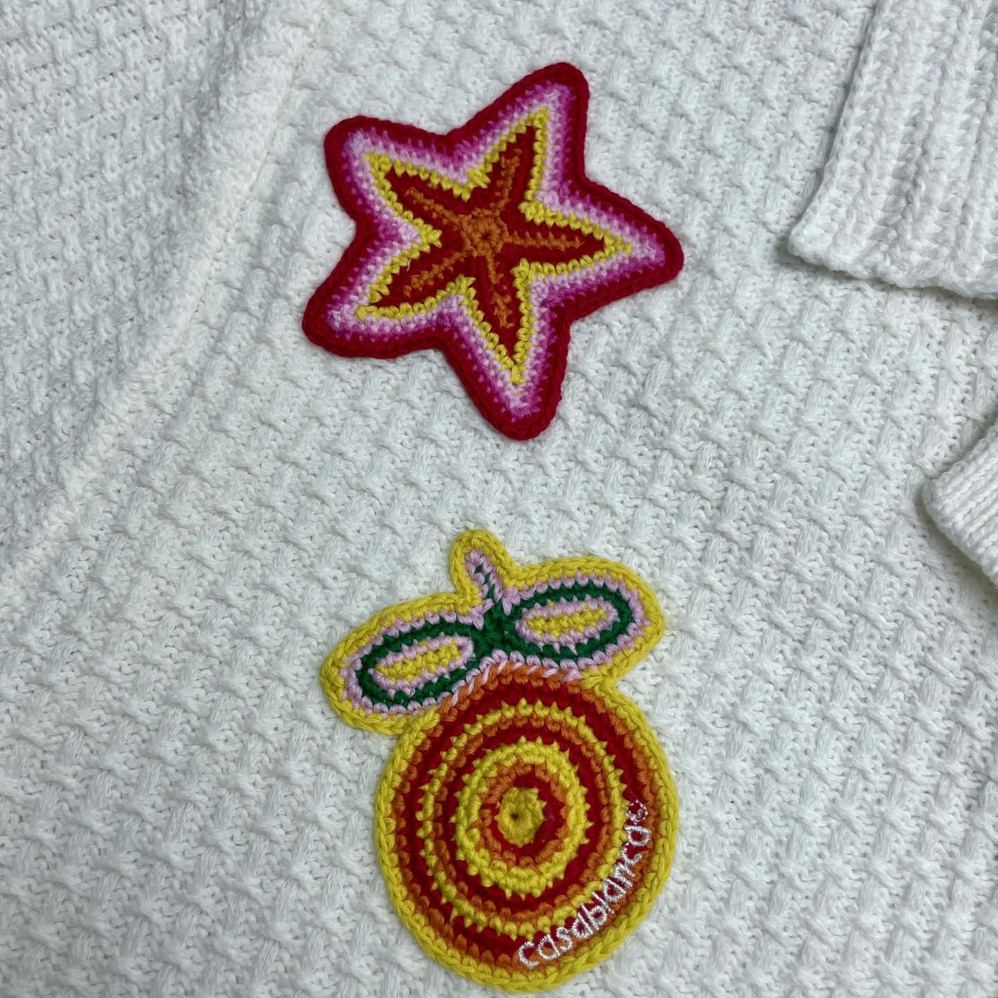 Casablanca Patch-detailing Crochet Shirt   Z6031 - FashionPlug