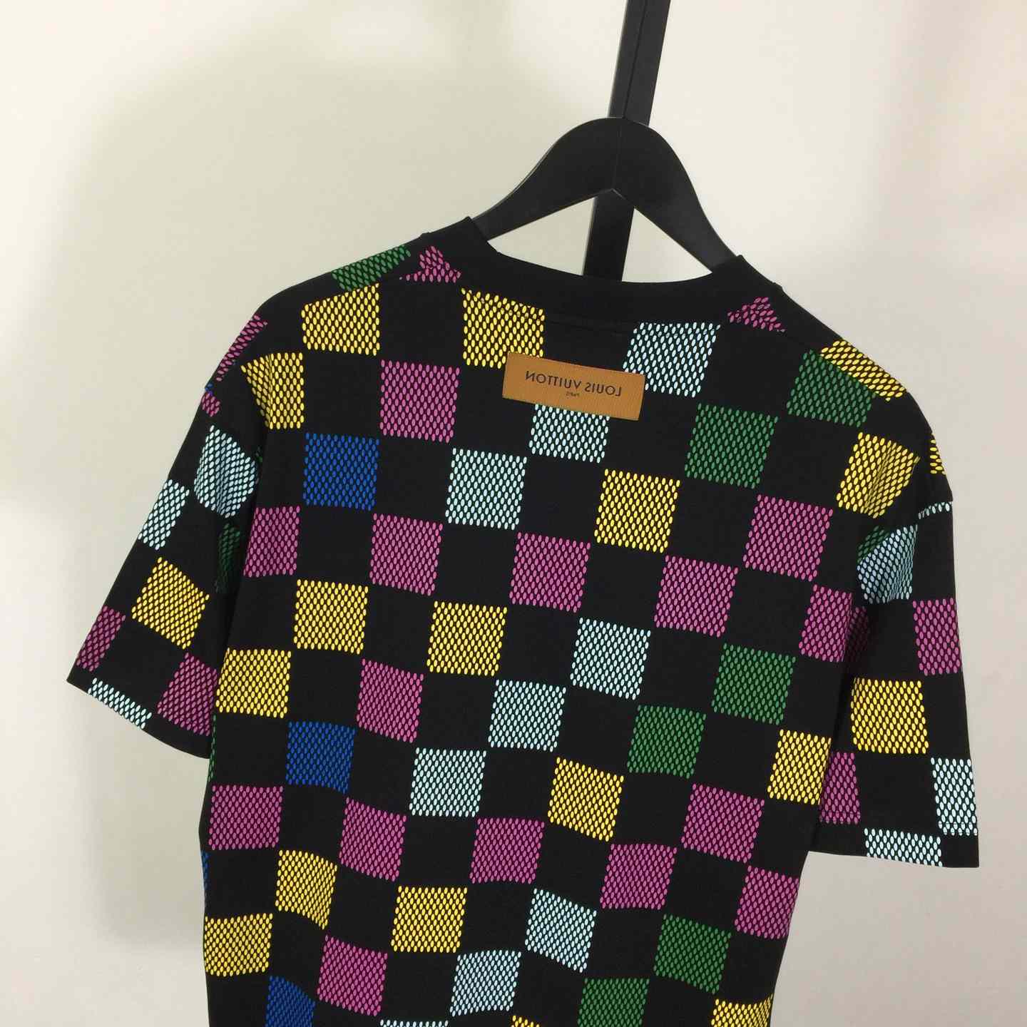 Louis Vuitton Damier Jacquard Short-sleeved Crewneck T-shirt - FashionPlug