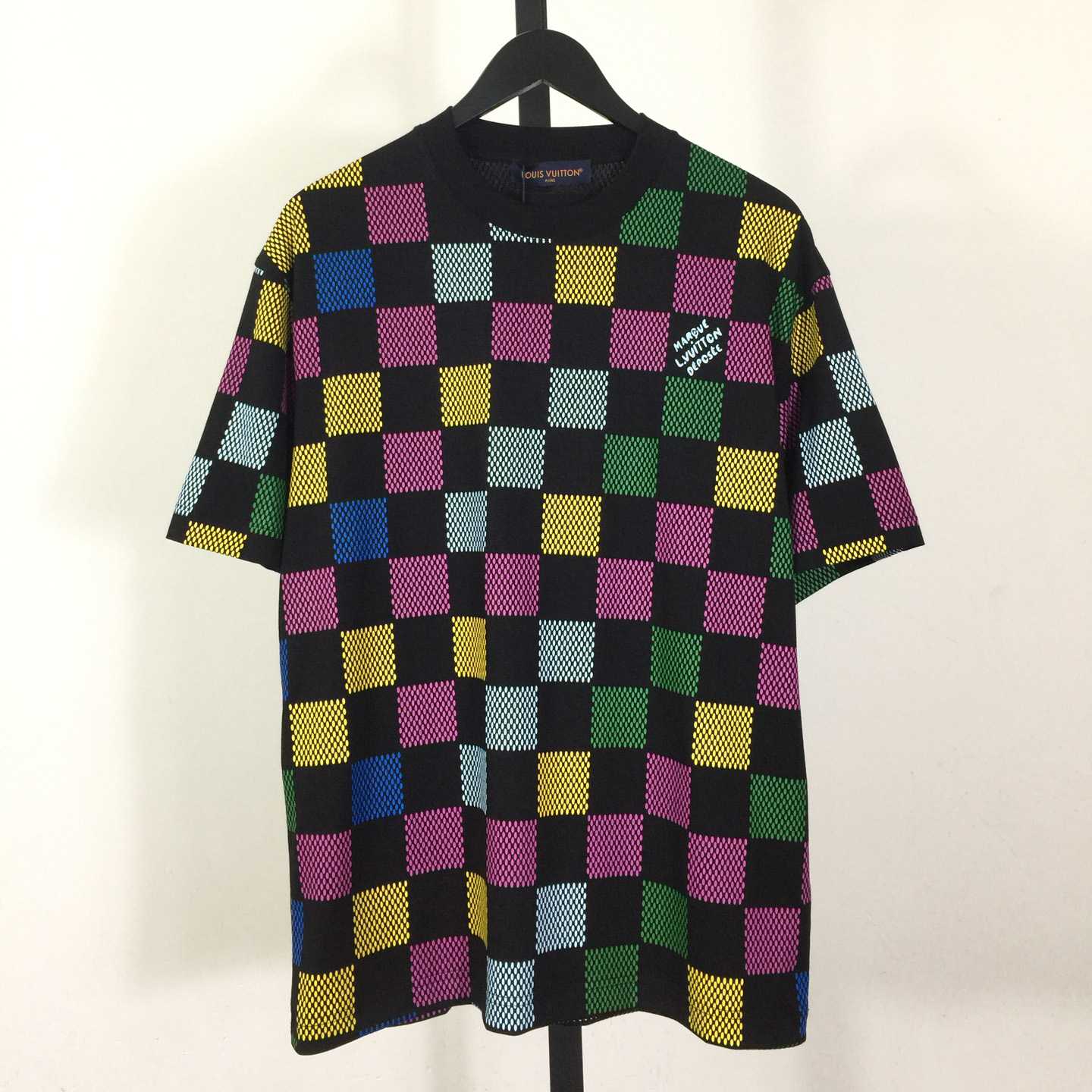 Louis Vuitton Damier Jacquard Short-sleeved Crewneck T-shirt - FashionPlug