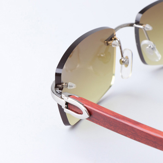 Cartier CT 3524012 Wood Sunglasses Silver Brown - FashionPlug