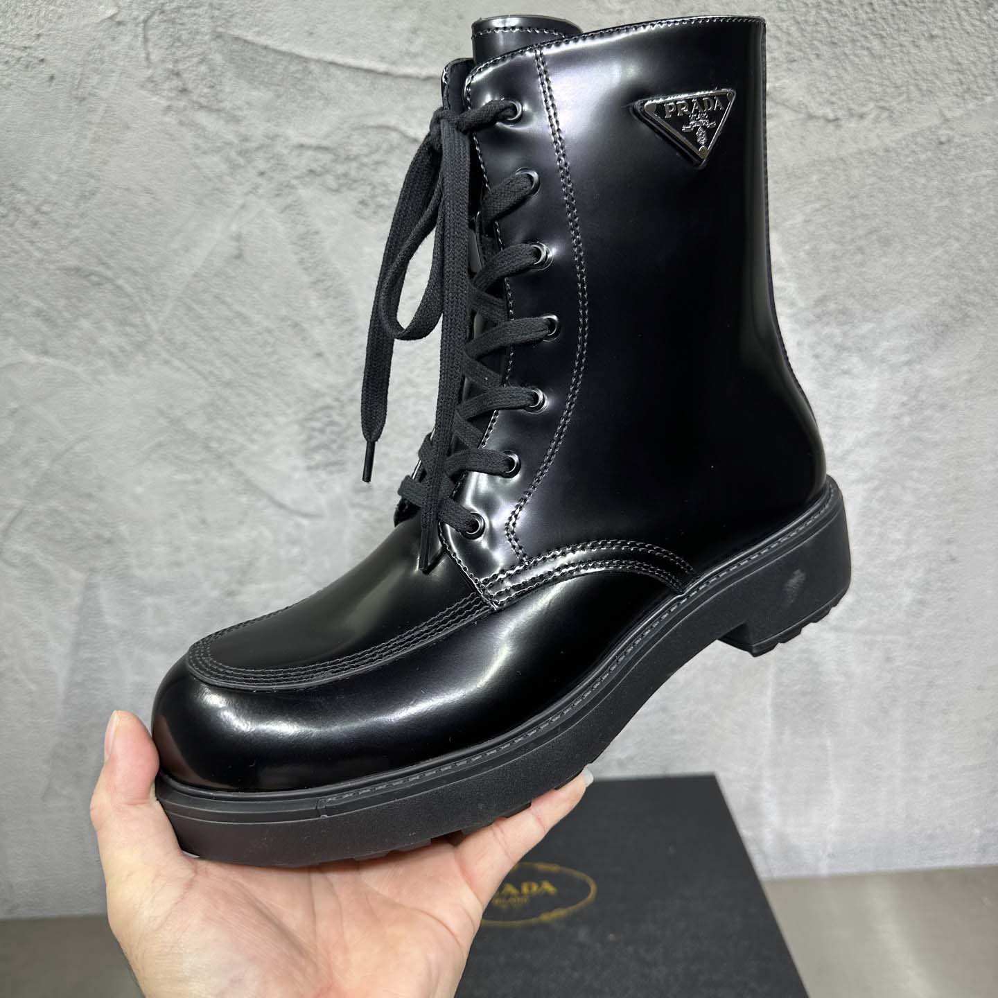 Prada Wmns Brushed Leather Boot 'Black' - FashionPlug