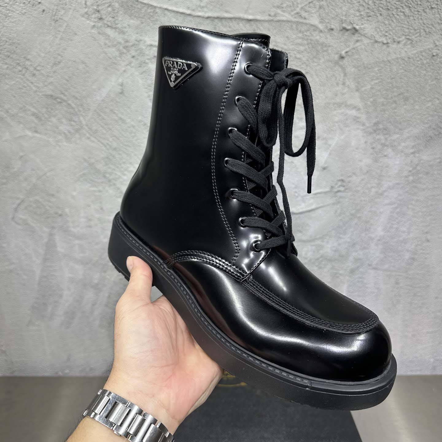 Prada Wmns Brushed Leather Boot 'Black' - FashionPlug