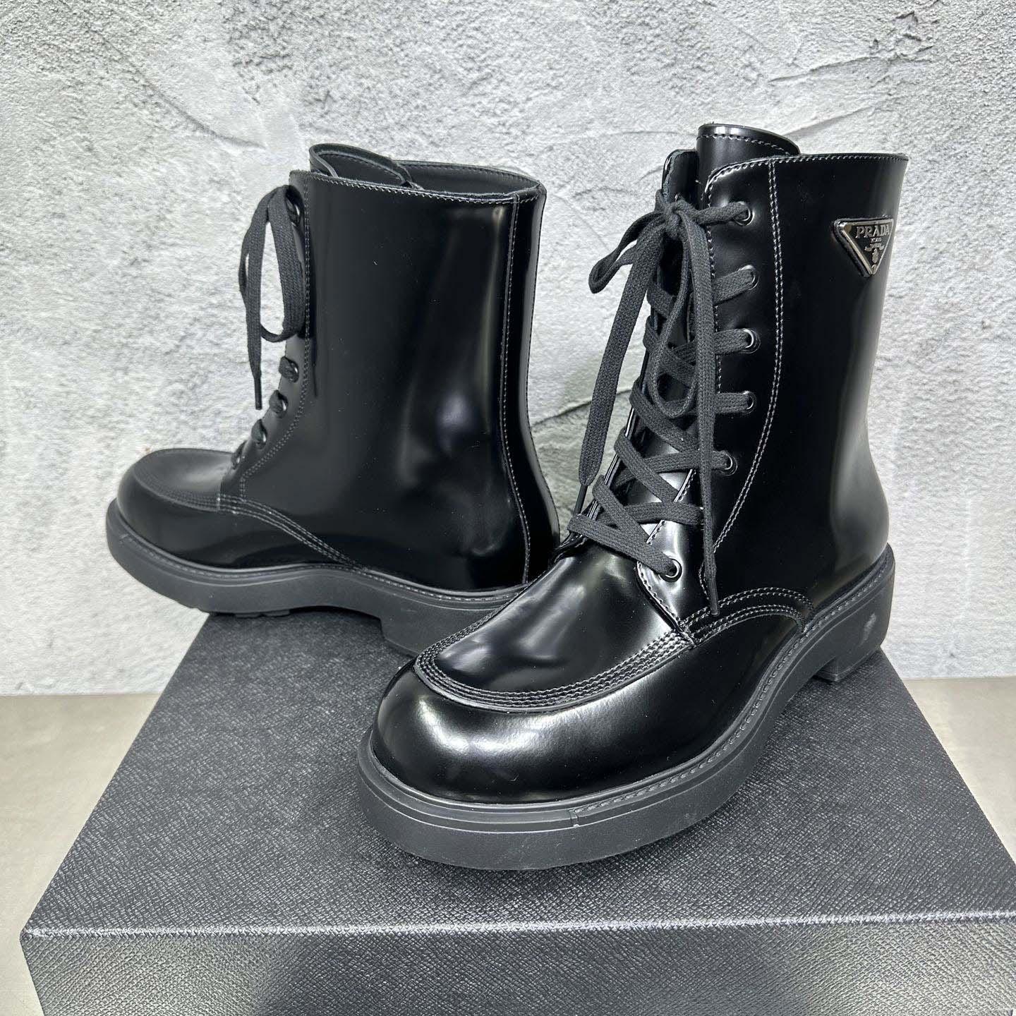 Prada Wmns Brushed Leather Boot 'Black' - FashionPlug