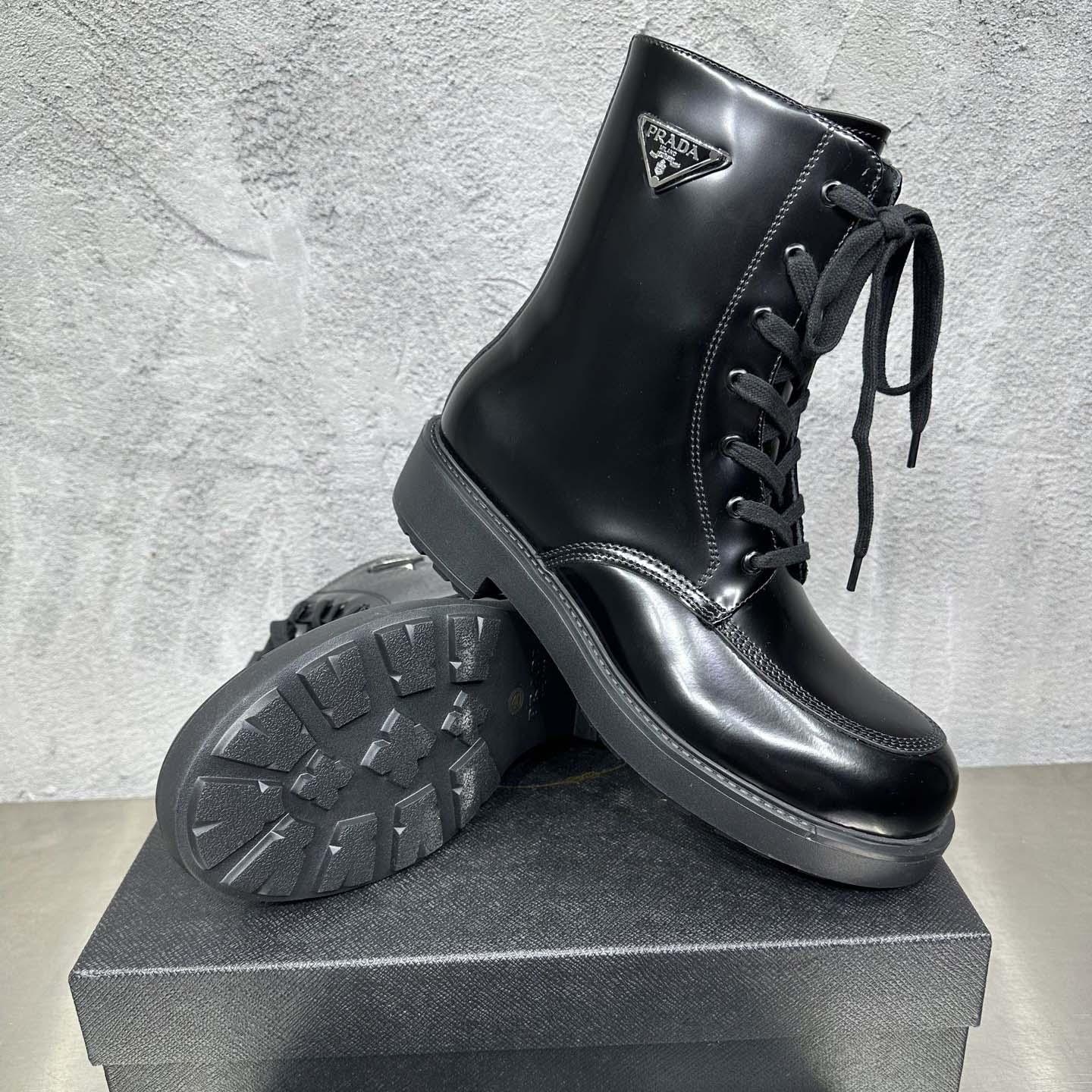 Prada Wmns Brushed Leather Boot 'Black' - FashionPlug
