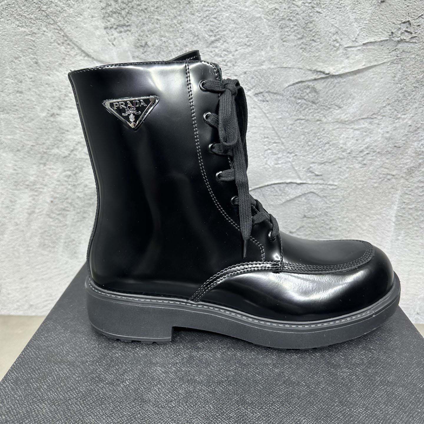 Prada Wmns Brushed Leather Boot 'Black' - FashionPlug