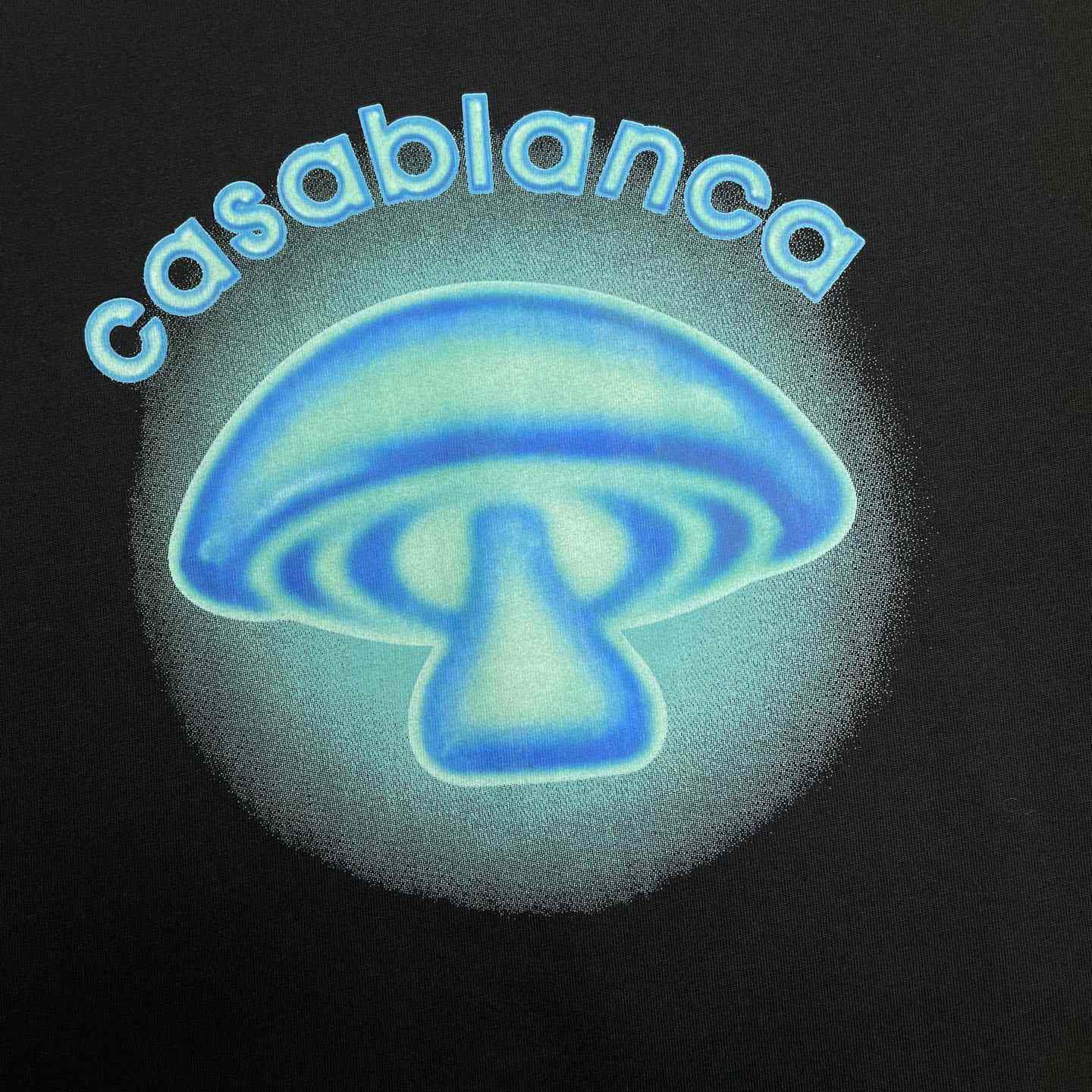 Casablanca Black Airbrush Mushroom Logo Short Sleeve T‑shirt C1127 - FashionPlug