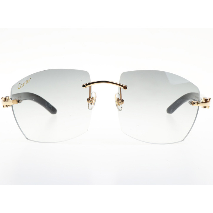 Cartier CT 4189706 White Mix Black Buffalo Sunglasses In Gold Gradient Grey - FashionPlug