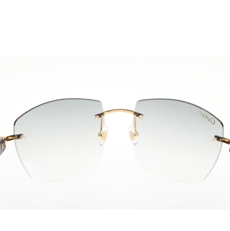 Cartier CT 4189706 White Mix Black Buffalo Sunglasses In Gold Gradient Grey - FashionPlug
