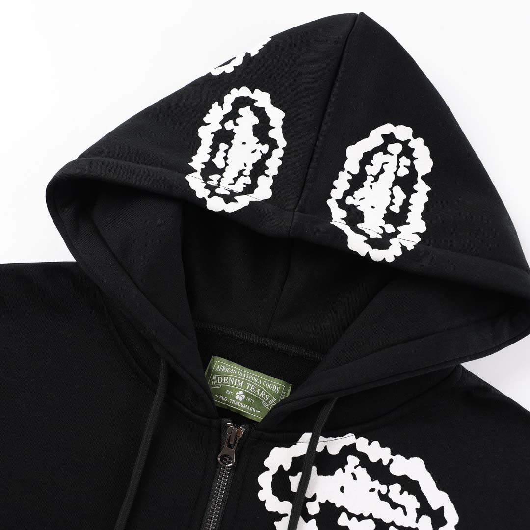 Denim Tears x Corteiz Wreath-print Cotton Hoodie - FashionPlug