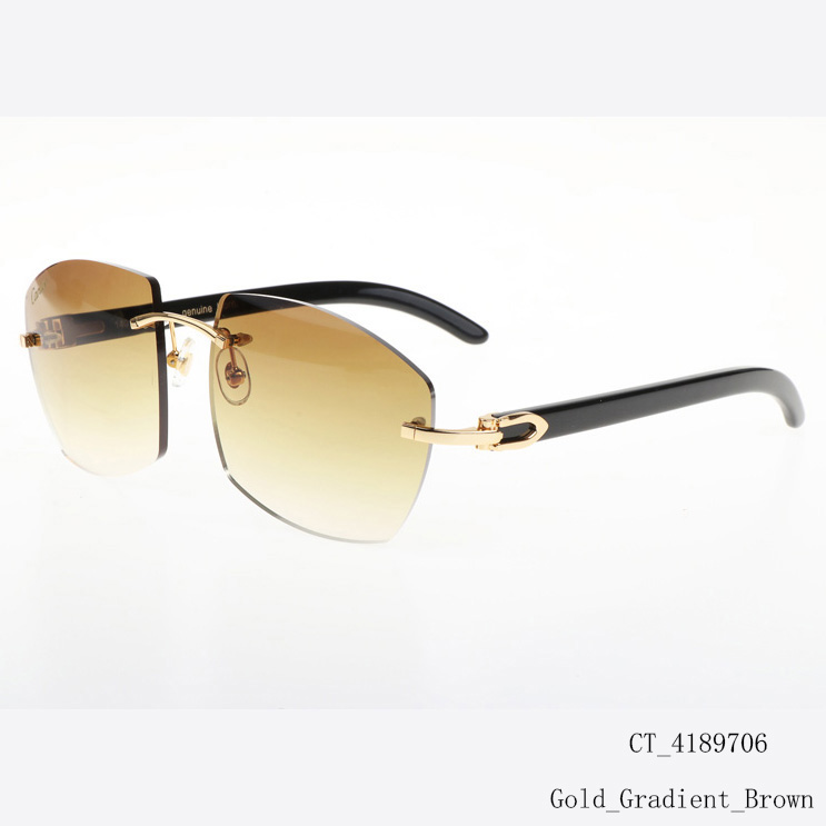 Cartier CT 4189706 Black Buffalo Sunglasses In Gold Gradient Brown - FashionPlug