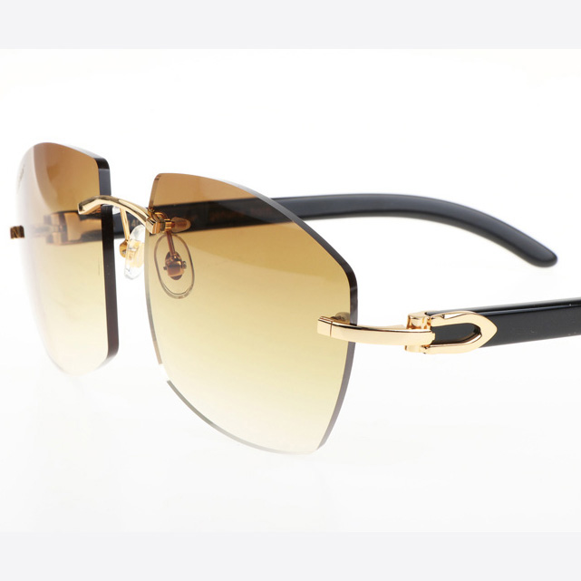 Cartier CT 4189706 Black Buffalo Sunglasses In Gold Gradient Brown - FashionPlug