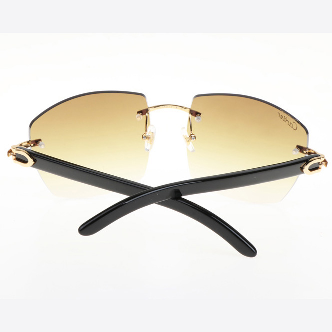 Cartier CT 4189706 Black Buffalo Sunglasses In Gold Gradient Brown - FashionPlug