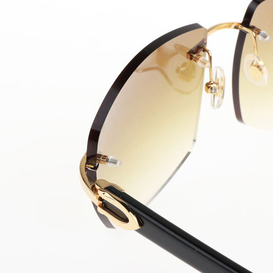 Cartier CT 4189706 Black Buffalo Sunglasses In Gold Gradient Brown - FashionPlug