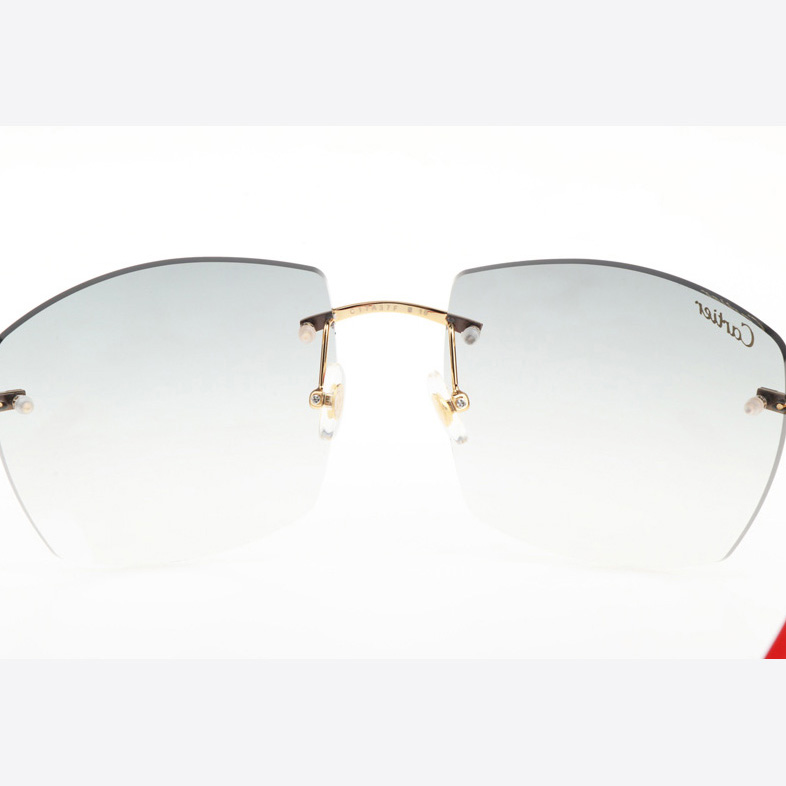 Cartier CT 4189706 Red Wood Sunglasses In Gold Gradient Grey - FashionPlug