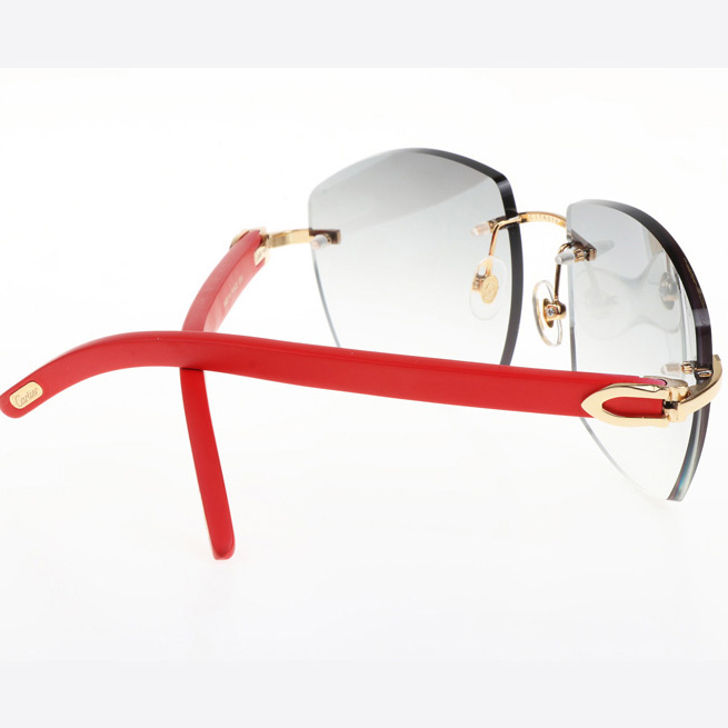 Cartier CT 4189706 Red Wood Sunglasses In Gold Gradient Grey - FashionPlug