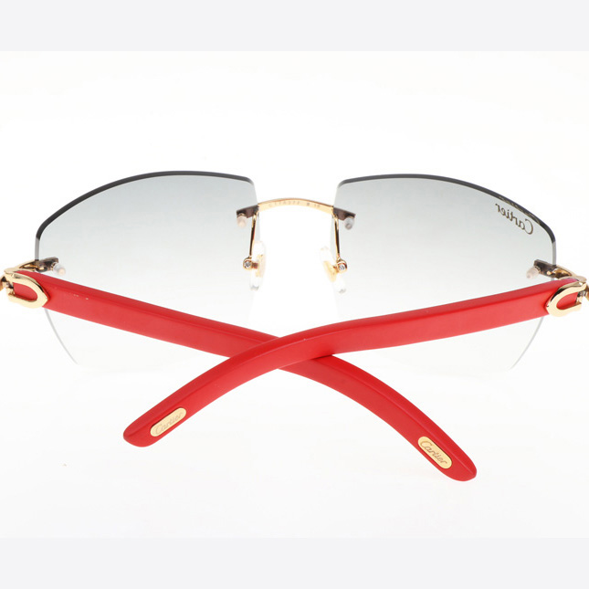Cartier CT 4189706 Red Wood Sunglasses In Gold Gradient Grey - FashionPlug