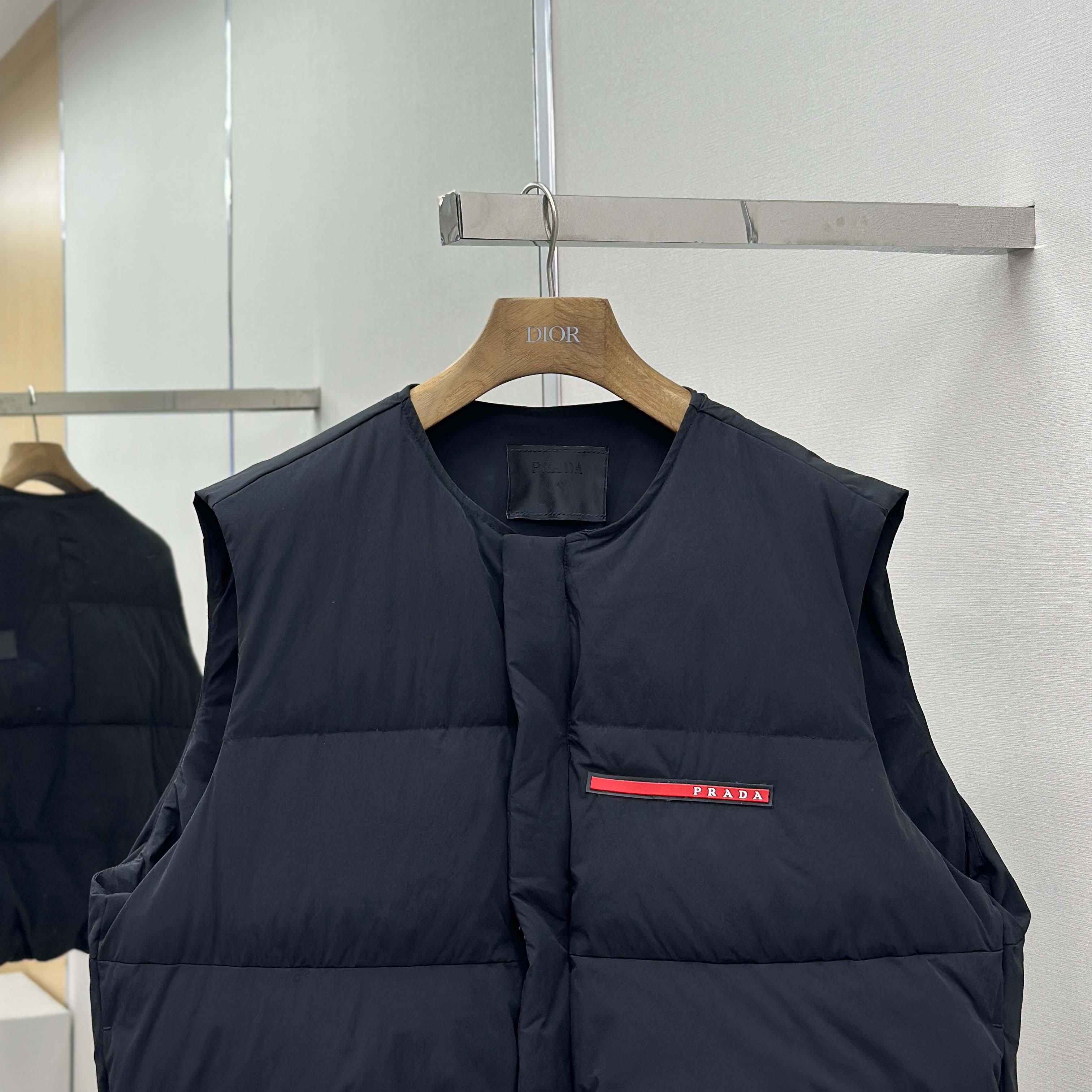 Prada Black Nylon Puffer Gilet Jacket - FashionPlug