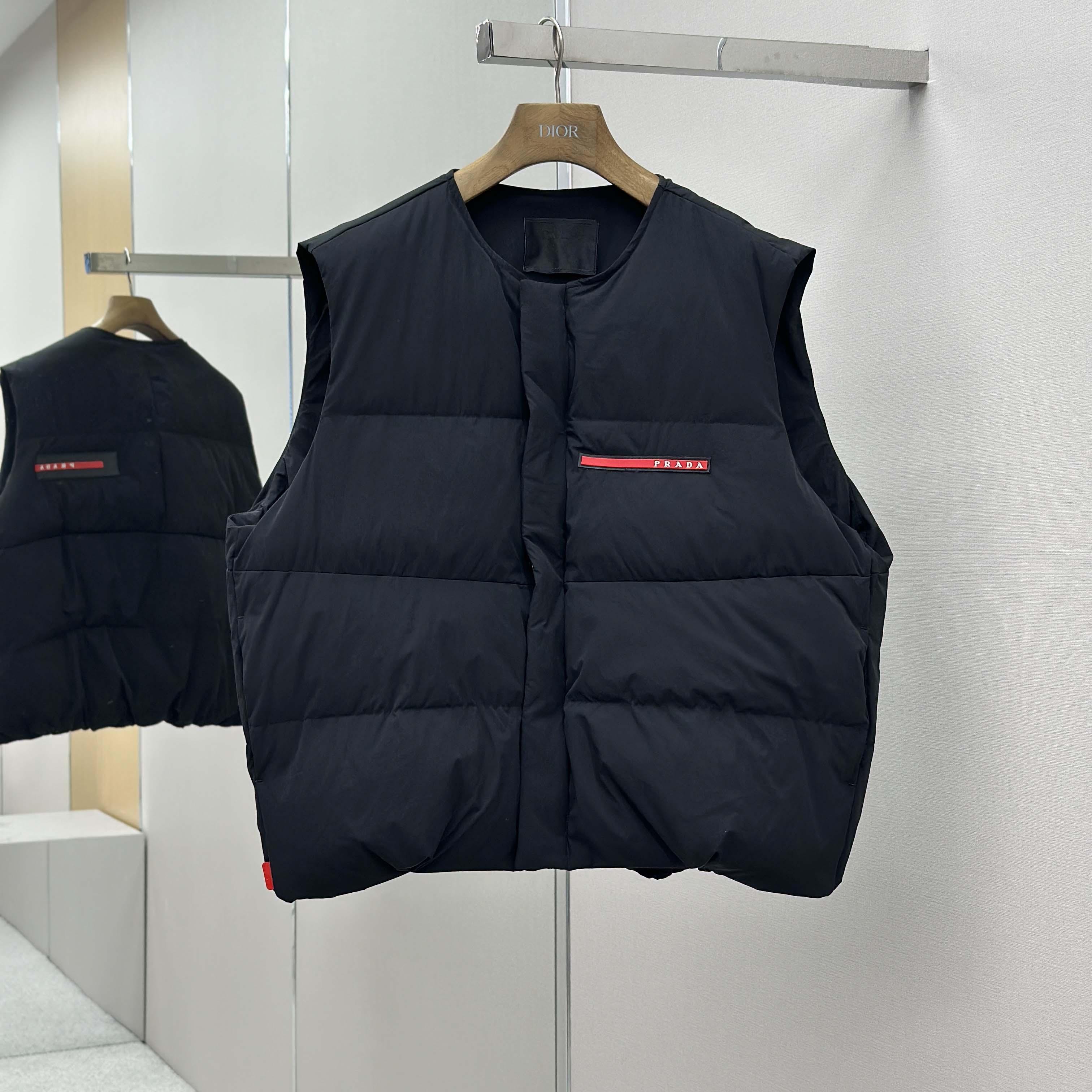 Prada Black Nylon Puffer Gilet Jacket - FashionPlug