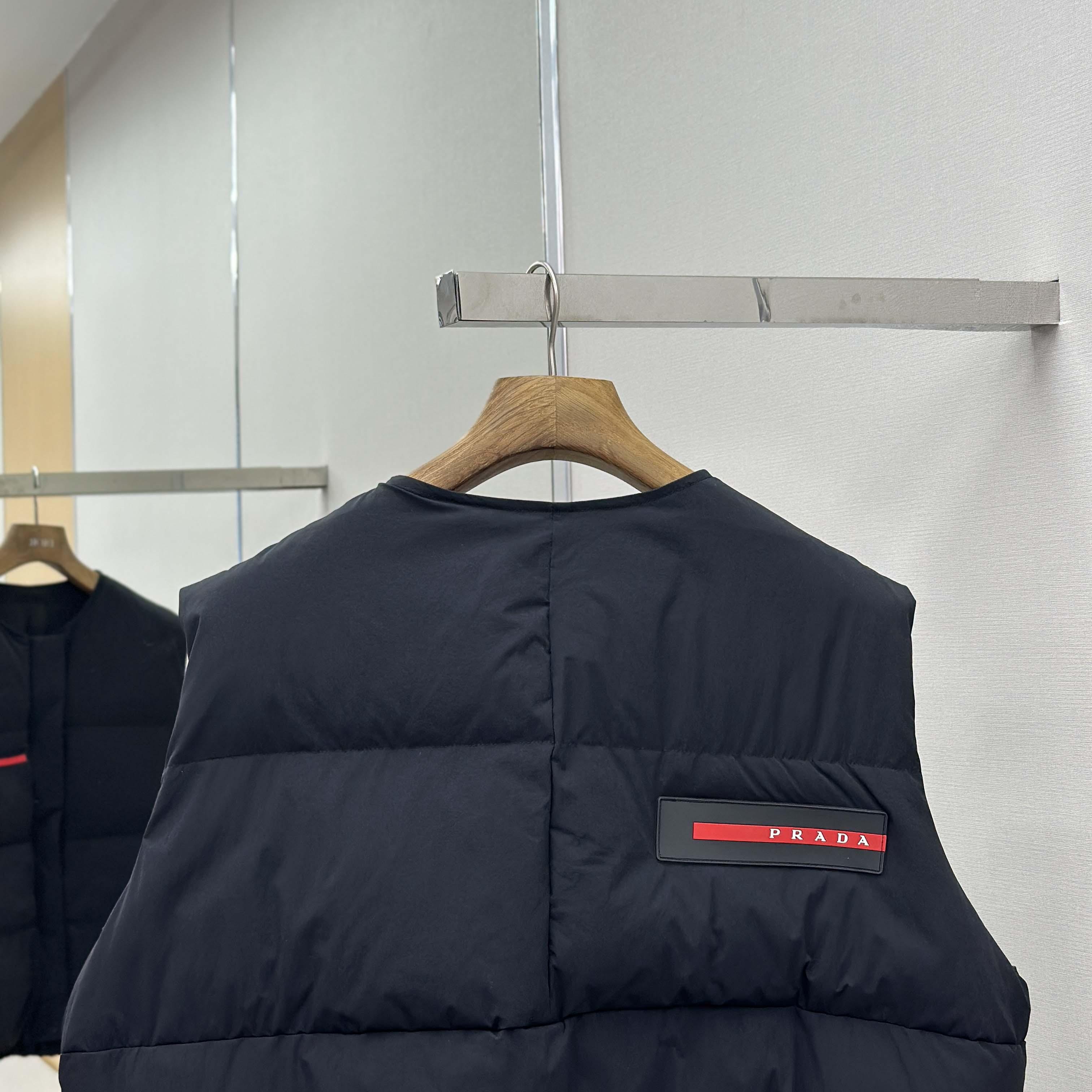 Prada Black Nylon Puffer Gilet Jacket - FashionPlug