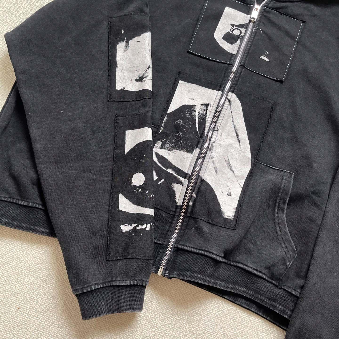Enfants Riches Déprimés  Madonne Assemblage Zip Up Hoodie 'Faded Black' - FashionPlug