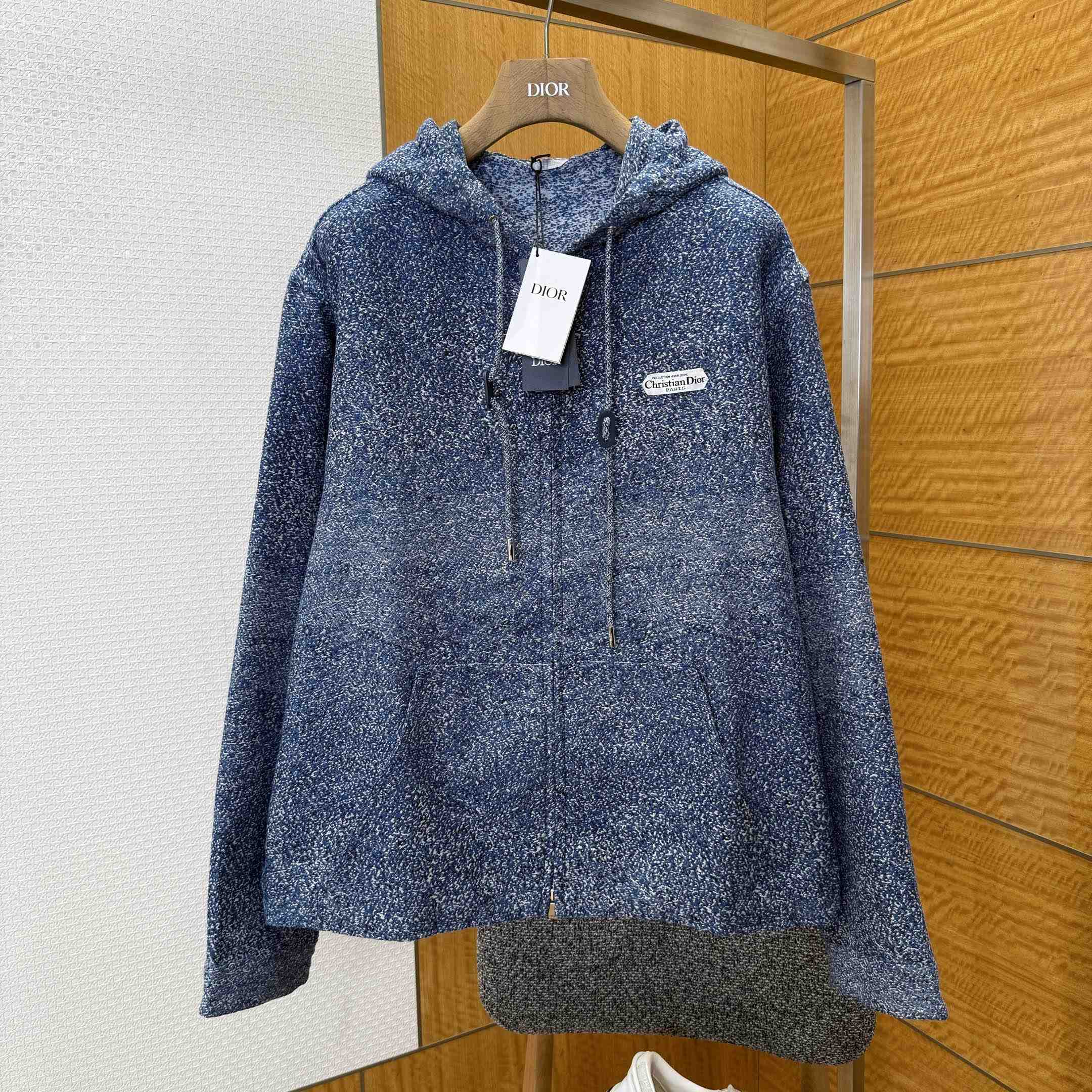 Dior Blouson Jacket with Hood and Christian Dior Paris Tag Blue - FashionPlug