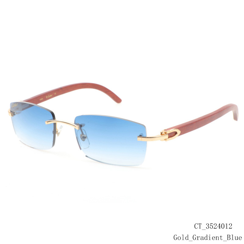 Cartier CT 3524012 Wood Sunglasses In Gold Gradient Blue - FashionPlug